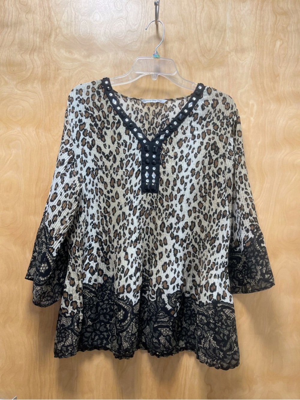 Signature by Larry Levine Leopard  Print Scoop Neck Tunic